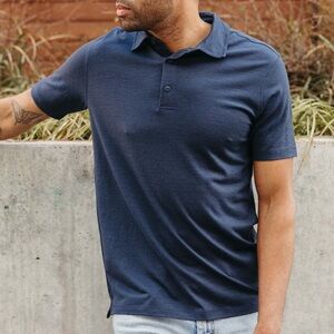 Wool & Prince 100% Wool Polo Shirt Washed Navy Blue Small